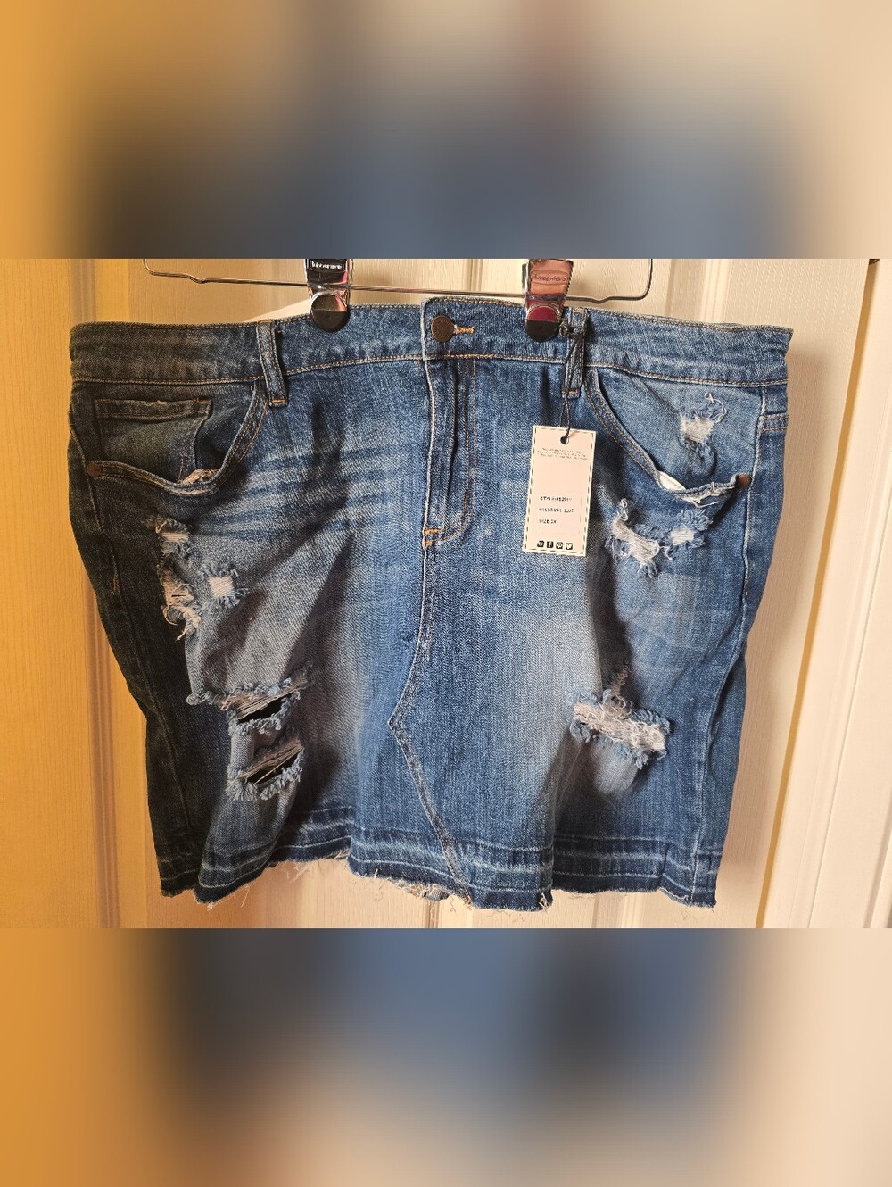 Distressed Blue Denim Mini Skirt - Judy BLUE